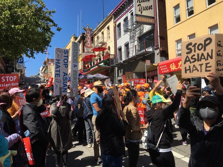 Asian American, discrimination, rally, protest, San Francisco
