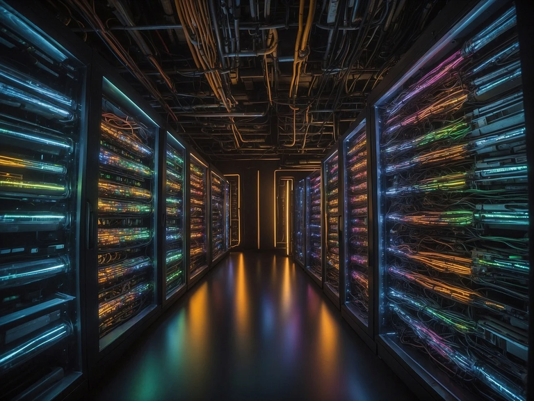 server rack in a data center 