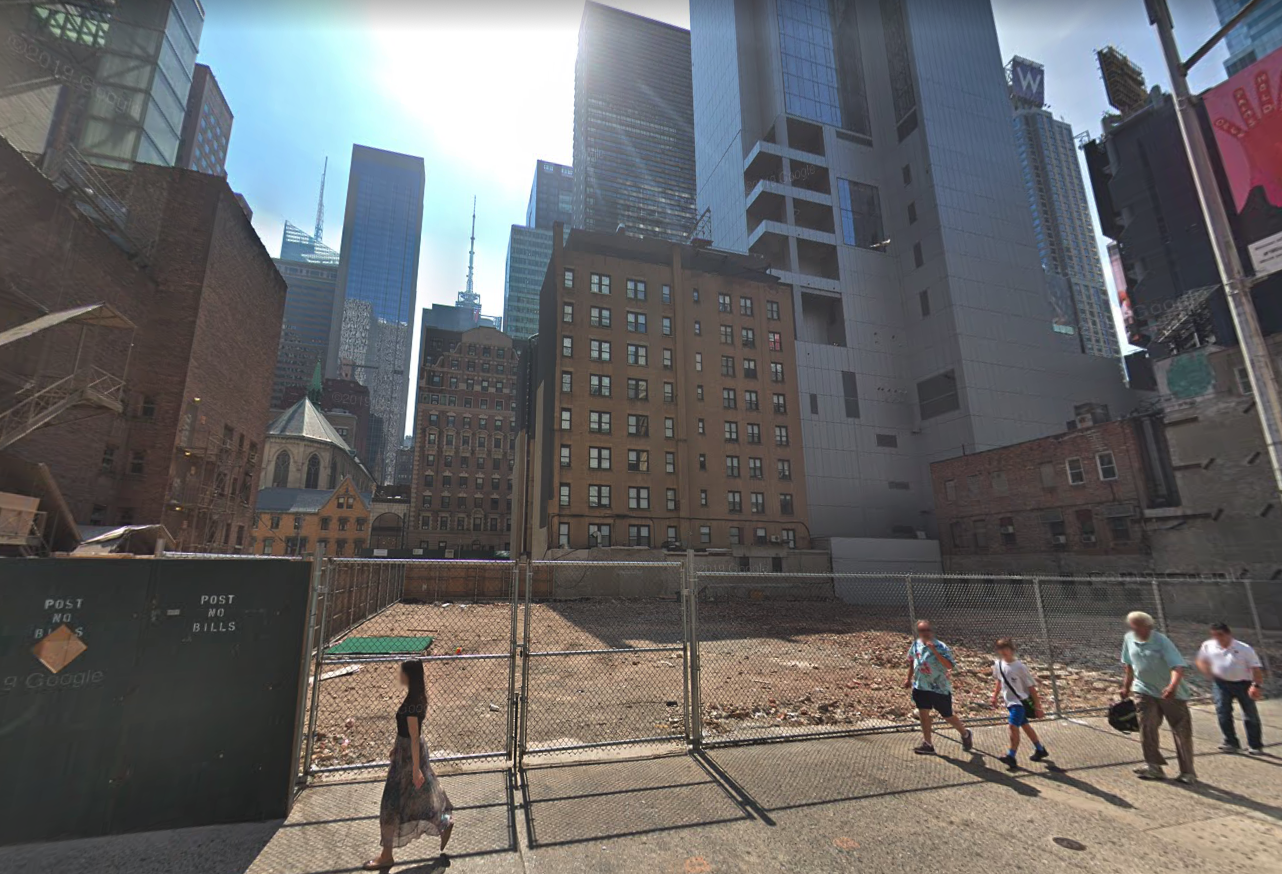 The development site at 150 West 48th St. in Midtown Manhattan