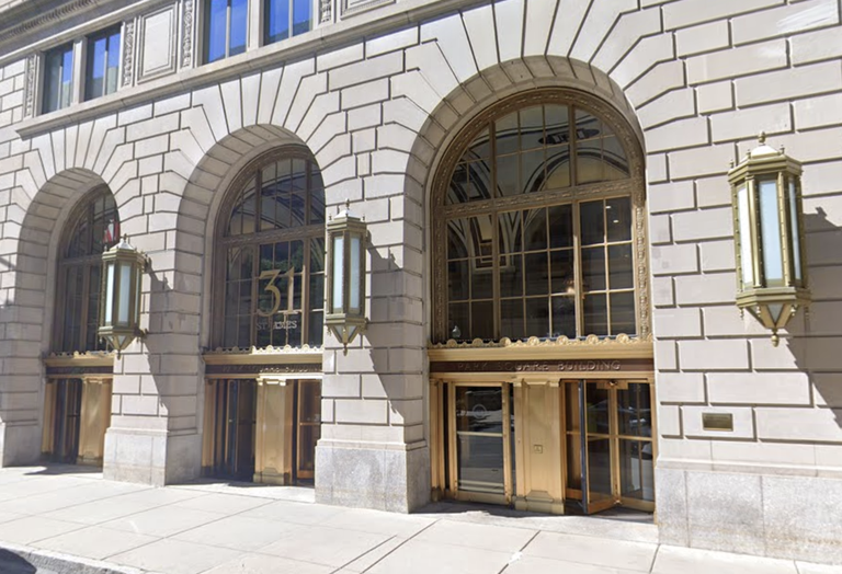 The entrance of 31 St. James Ave. in Boston.