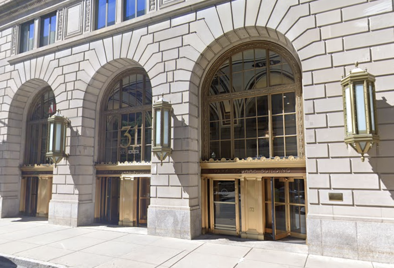 The entrance of 31 St. James Ave. in Boston.