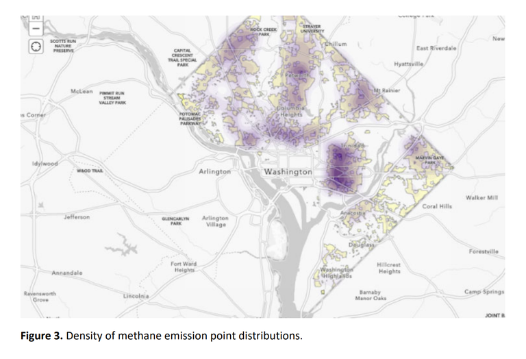 A heat map showing measured fugitive methane emissions from a study commissioned by DOEE