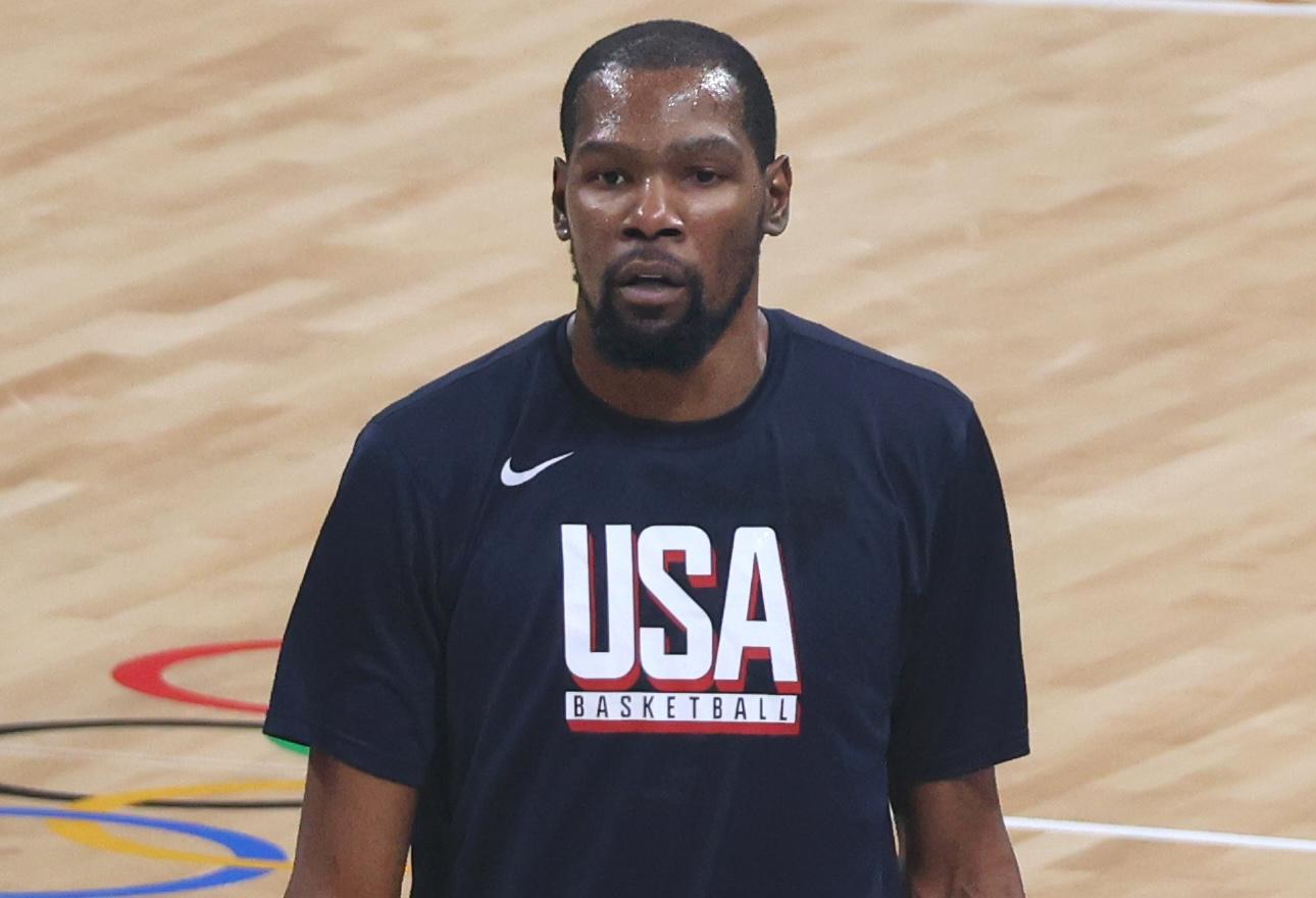 Kevin Durant playing for Team USA at the 2024 Olympics. 