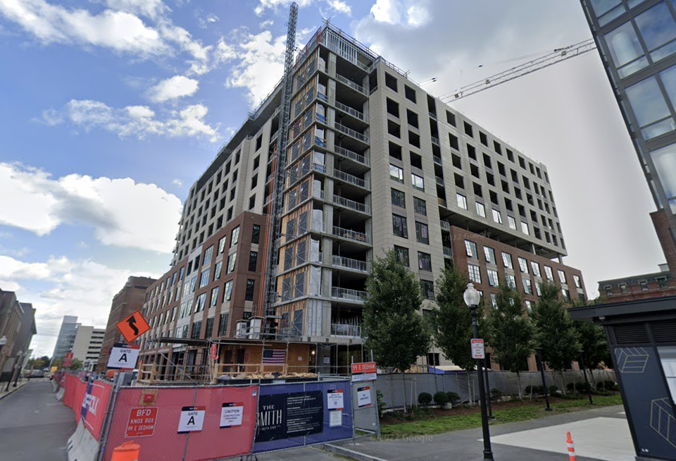 A photo of The Smith No. 99 during construction in the South End.