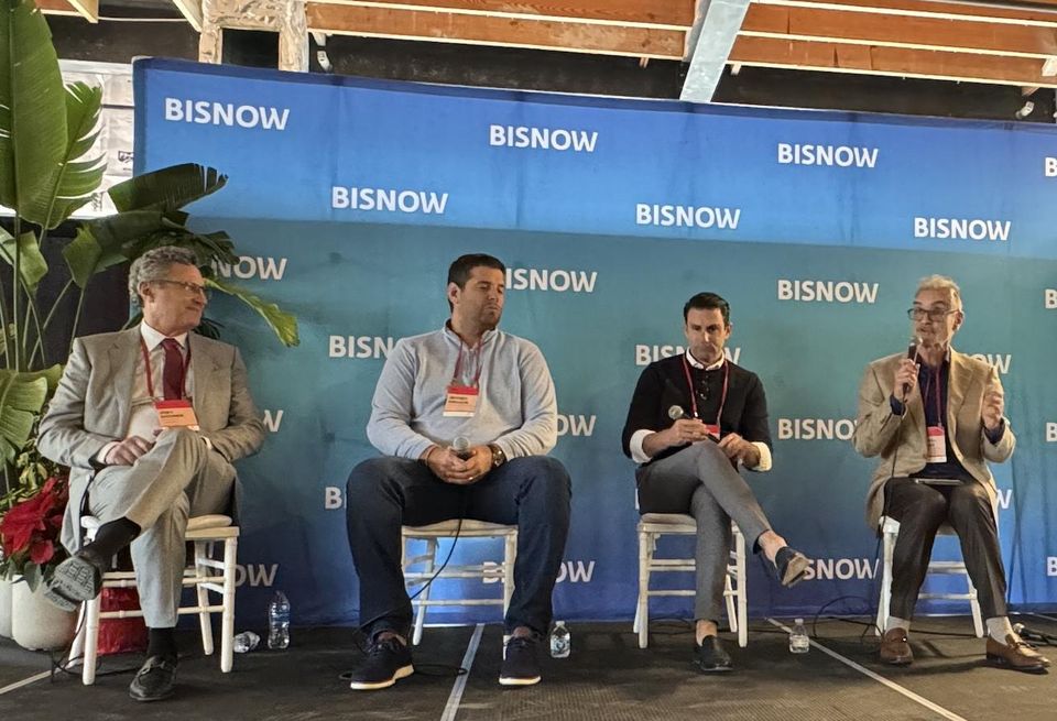 Catalfumo Cos.’ Joey Eichner, The Estate Cos.’ Jeffrey Ardizon, Wexford Real Estate Investor’s Hunter Monsour and Sachs Sax Caplan’s Michael Weiner at Bisnow’s Palm Beach State Of The Market Event on Dec. 5.