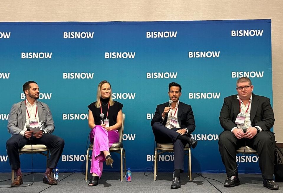Citrin Cooperman’s Brian Torres, Capital One Commercial Real Estate’s Maggie Burke, Slate Asset Management’s Anthony Candela, Forman Capital’s Ben Jacobson at Bisnow’s South Florida Commercial Real Estate Finance Conference on Nov. 30, 2023.