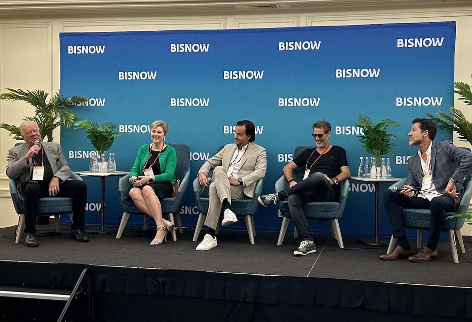 Gacia Stromberg’s Jorge Garcia, HDR’s Angela Holcomb, LD&D’s Alejandro Bonet, Bishop Design’s Paul Bishop and Cambria’s Erik Tender discussed innovation and sustainability in design at the event.