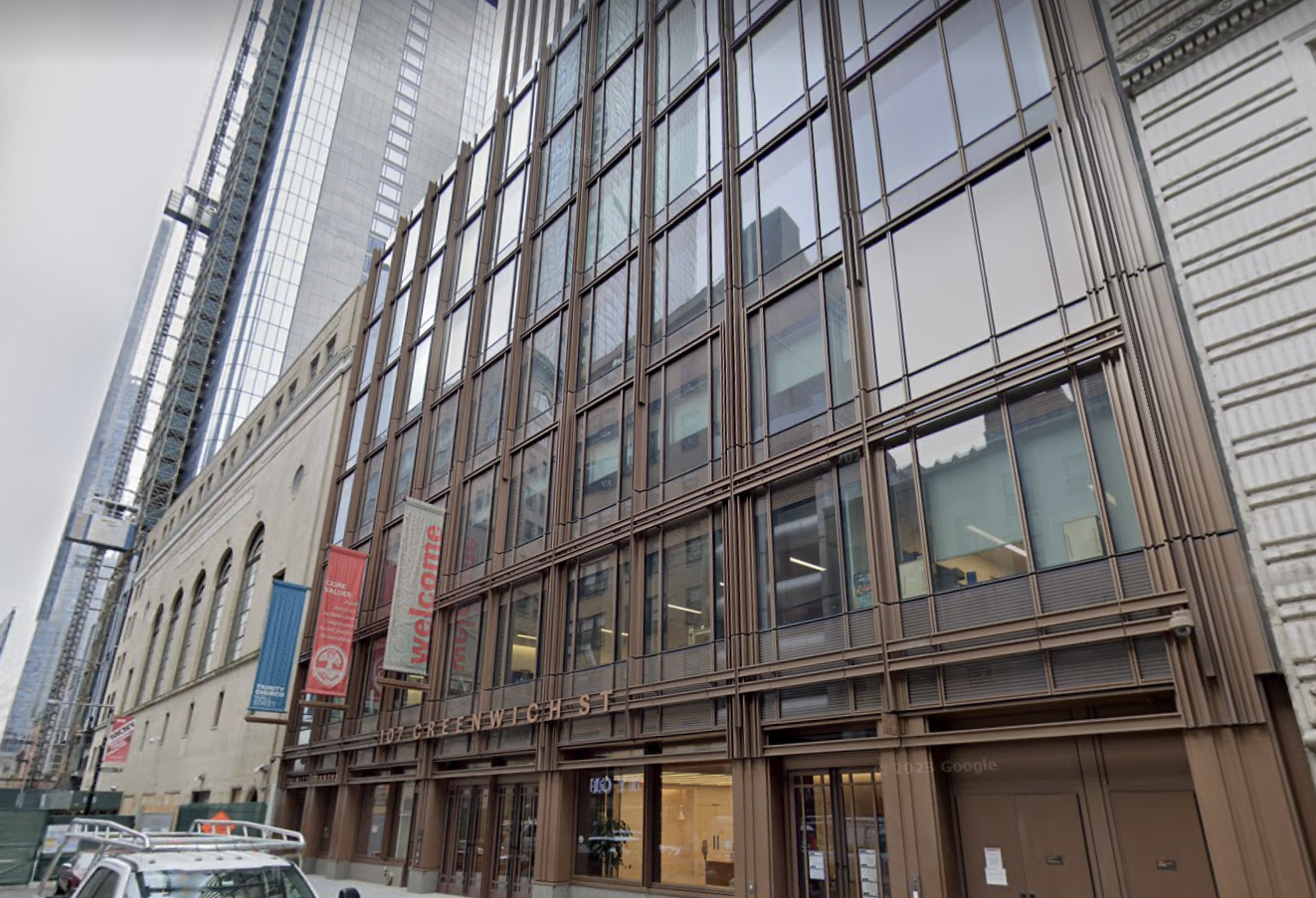 107 Greenwich St., the luxury office component to Trinity Church Wall Street's trophy 76 Trinity Place development.