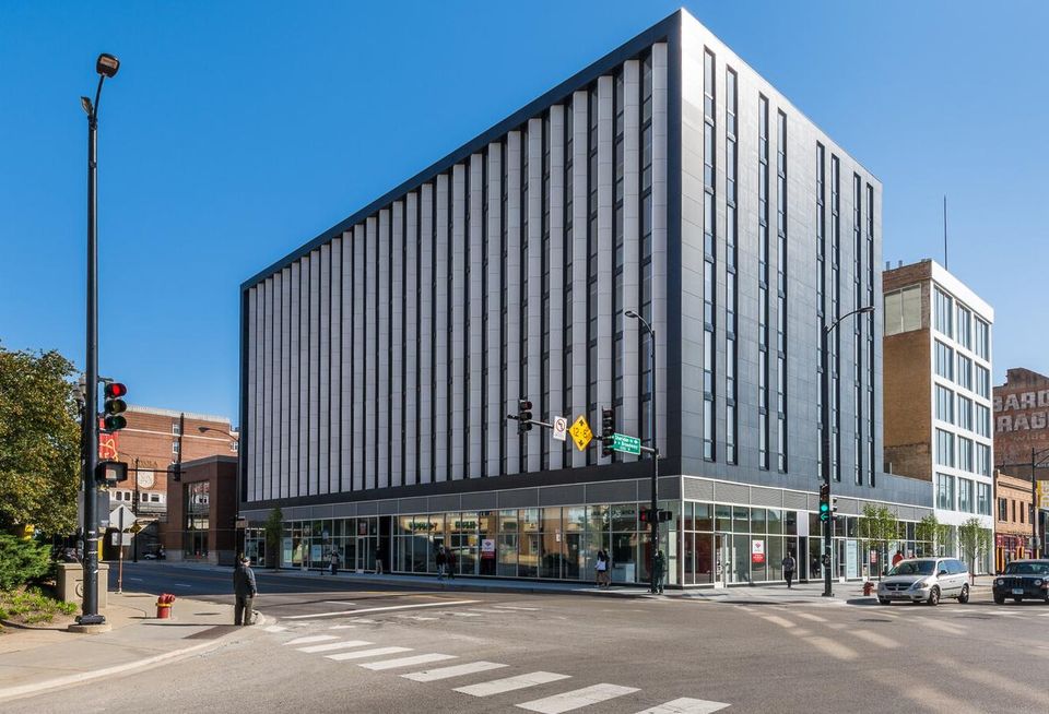 Exterior of The Arcade Residences building at 1135 West Sheridan Road.