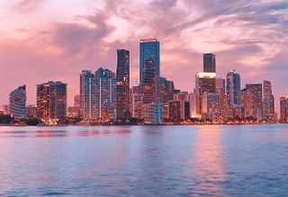 Miami Skyline Sunset Water