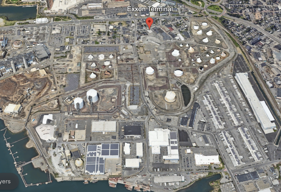 An aerial view of the 100-acre ExxonMobil site in Everett that The Davis Cos. purchased.