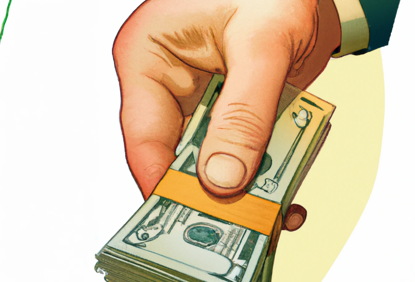 Businessman handing over money