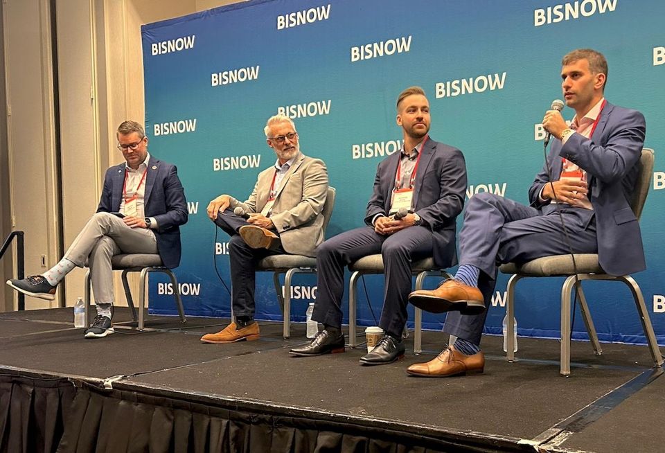 BMO Commercial Bank’s Shawn Oden, Kast Construction’s Mike MacDonald, Austin Fox Architecture’s Austin Fox and Bachow Ventures’s Noah Bachow at Bisnow’s Broward County State of the Market event at the Fort Lauderdale Marriott Harbor Beach Resort & Spa on March 12.