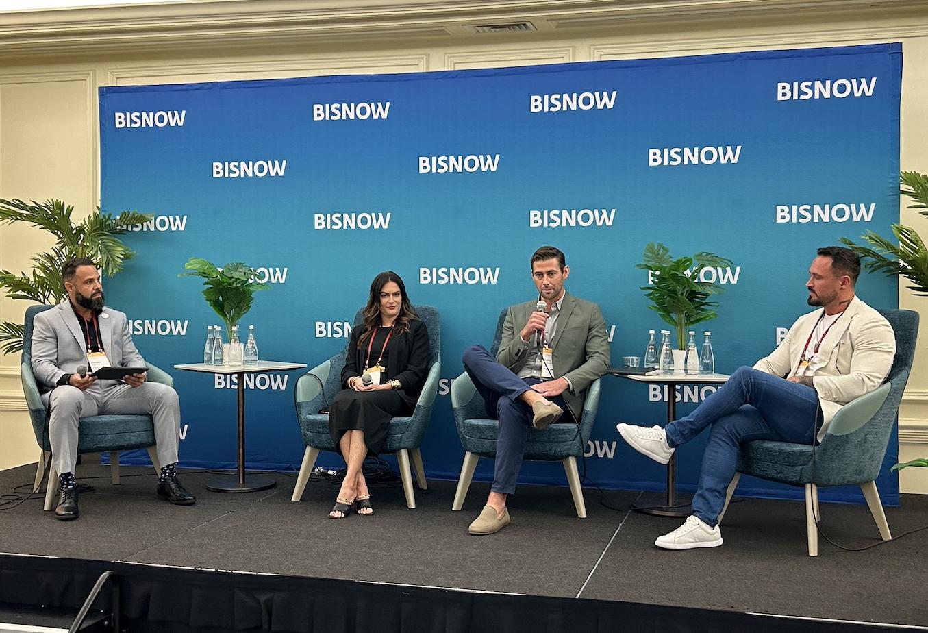 Pacifica Engineering Services’ Reinaldo Villa, Fontainebleau Development’s Jodi Sandler,
Key International’s Colin Gorsuch and Studio IDC’s Todd Tyler at Bisnow’s South Florida’s Fall Architecture and Design Summit at the InterContinental Miami.
