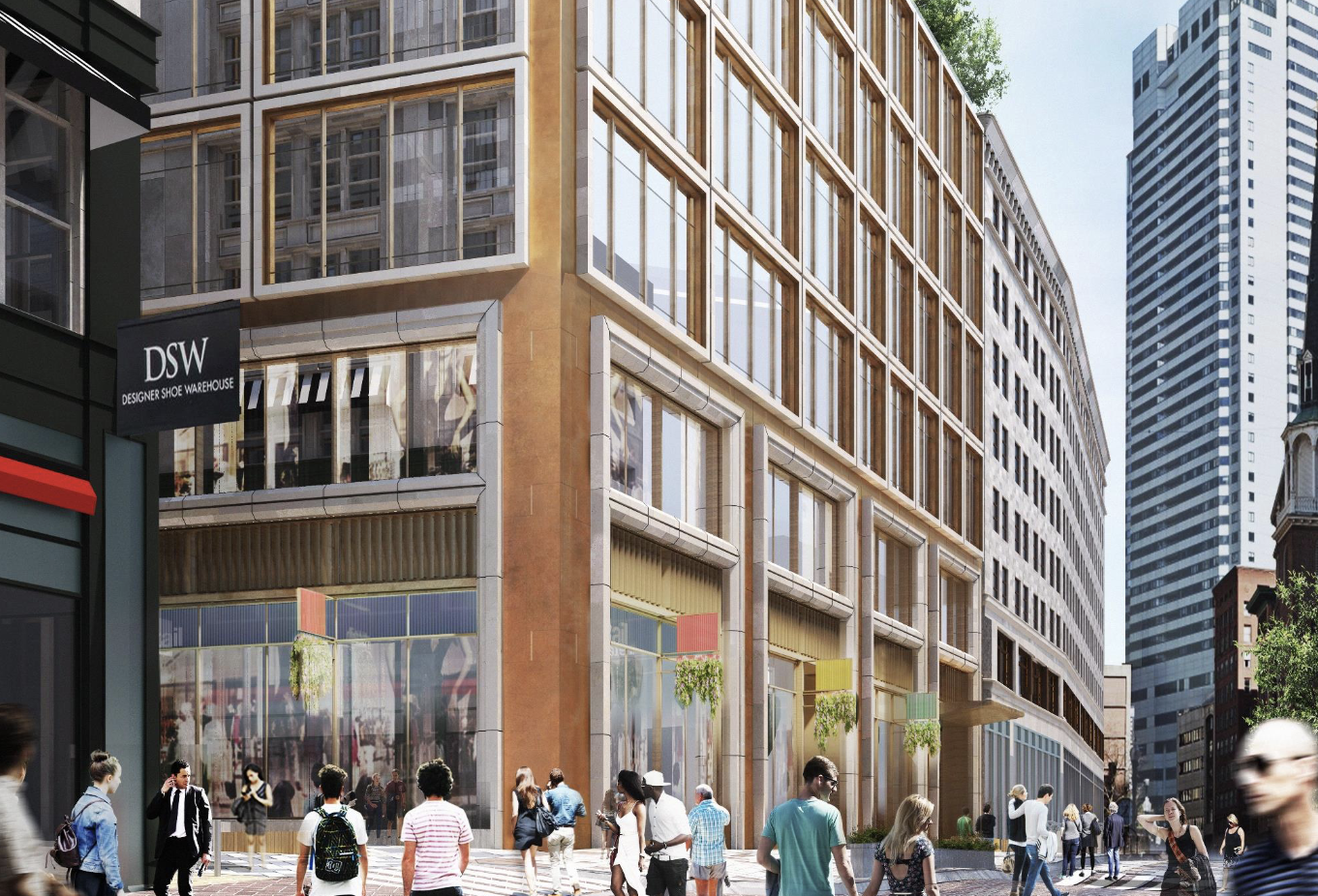 A rendering of Midwood's proposed 11-21 Bromfield St. project near Downtown Crossing.
