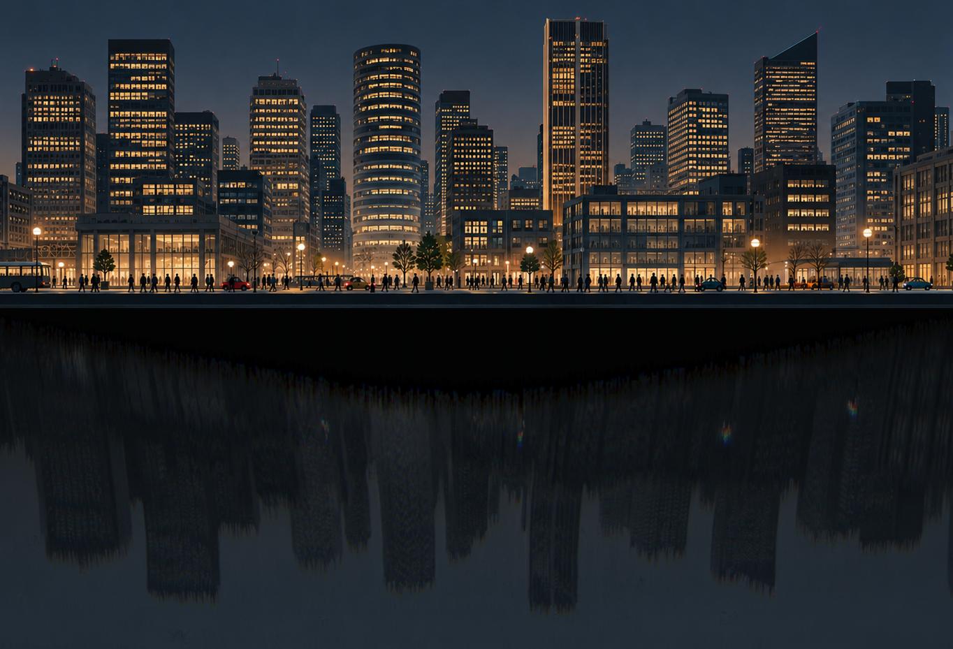 Skyline reflection dark skyline dark reflection
