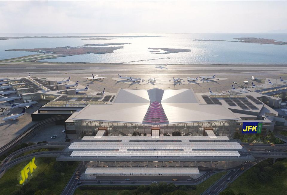 A rendering of the $9.5B planned renovation to John F. Kennedy International Airport