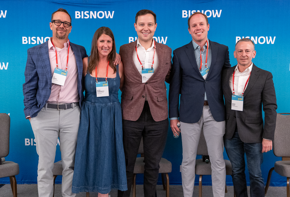 Colliers' TJ Smith, Warehouse Hotline's Aviva Sonenreich, Rockefeller Group's Matt Burns, Baron Properties' Tommy Dirks, Evergreen's Brian Dietz