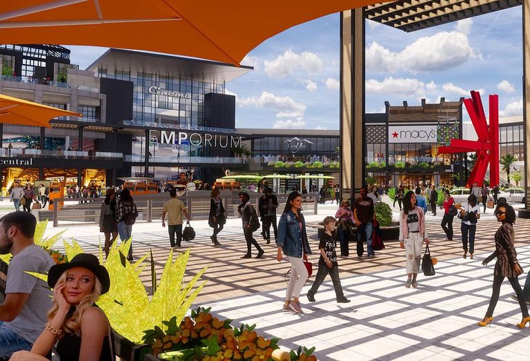 Rendering of Centennial Real Estate's MainPlace Mall in Santa Ana