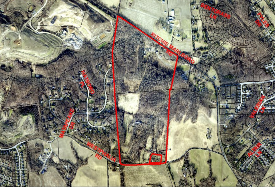 Aerial plan for Parkland and Rock Creek development Westphalia