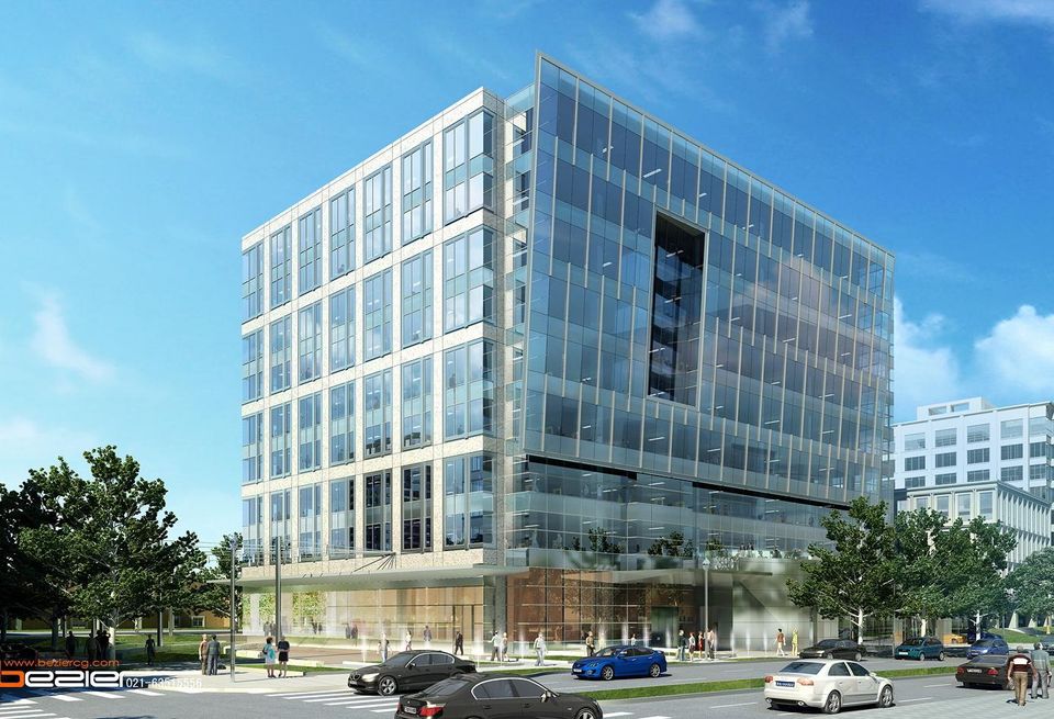 A rendering of 3901 Fairfax Drive, a planned office development in Arlington, Virginia