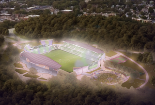 A rendering of the rehabilitated George Robert White Schoolboy Stadium in Franklin Park.