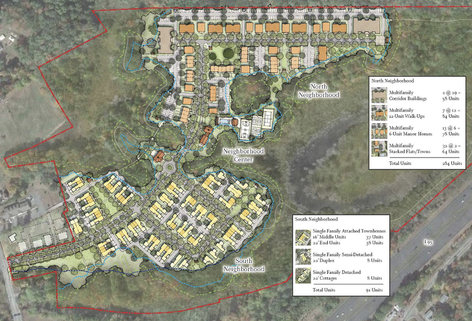 A layout of the proposed development on Elm Street in Amesbury.