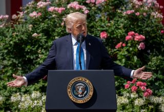 President Donald Trump and First Lady Melania Trump participate in a bill signing ceremony for the Take it Down Act, Monday, May 19, 2025, in the White House Rose Garden.(Official White House Photo by Carlos Fyfe)

