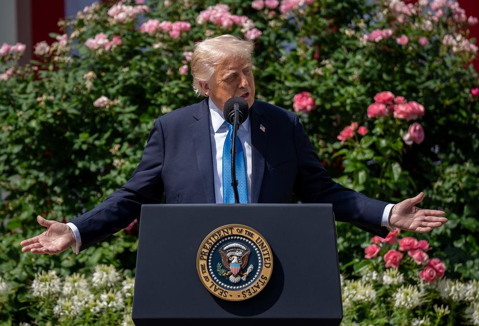 President Donald Trump and First Lady Melania Trump participate in a bill signing ceremony for the Take it Down Act, Monday, May 19, 2025, in the White House Rose Garden.(Official White House Photo by Carlos Fyfe)
