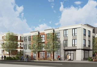 A rendering of the 72-unit 150 Centre St. development in Dorchester