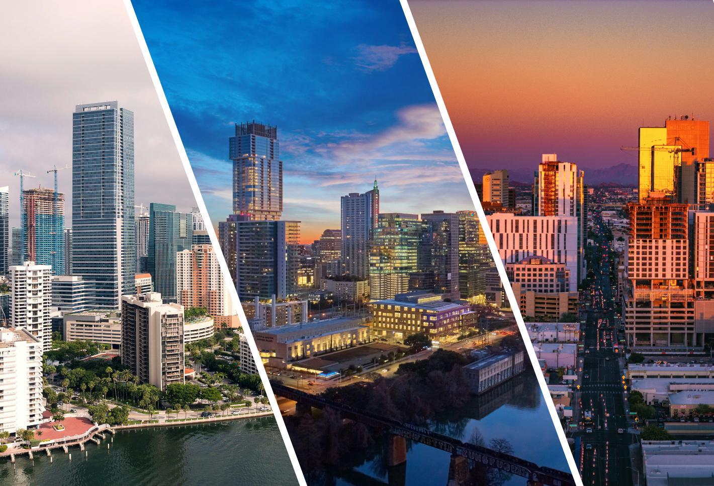 Miami, Austin and Phoenix have all seen rent growth shrink after a wave of pandemic-era development. Miami Austin Phoenix - Population Growth Story