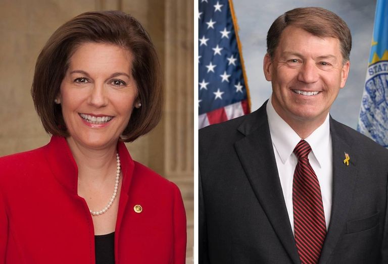 Sen. Catherine Cortez Masto, a Democrat from Nevada, and Sen. Mike Rounds, a Republican from South Dakota