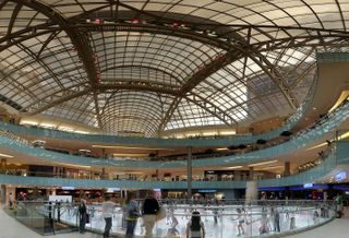 View from the ice rink level at Galleria Dallas.
