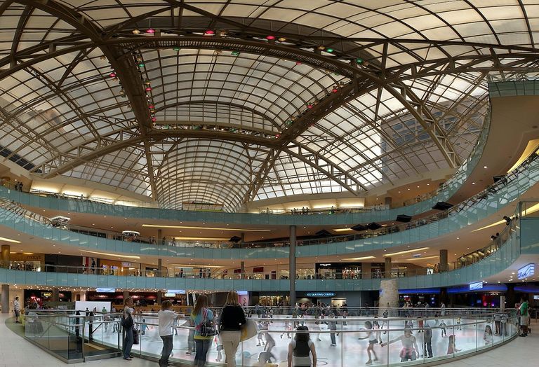 View from the ice rink level at Galleria Dallas.