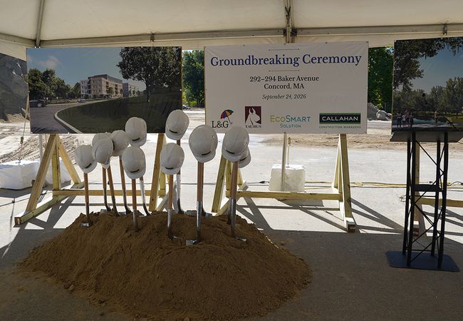 A groundbreaking ceremony at 292-294 Baker Ave. in Concord