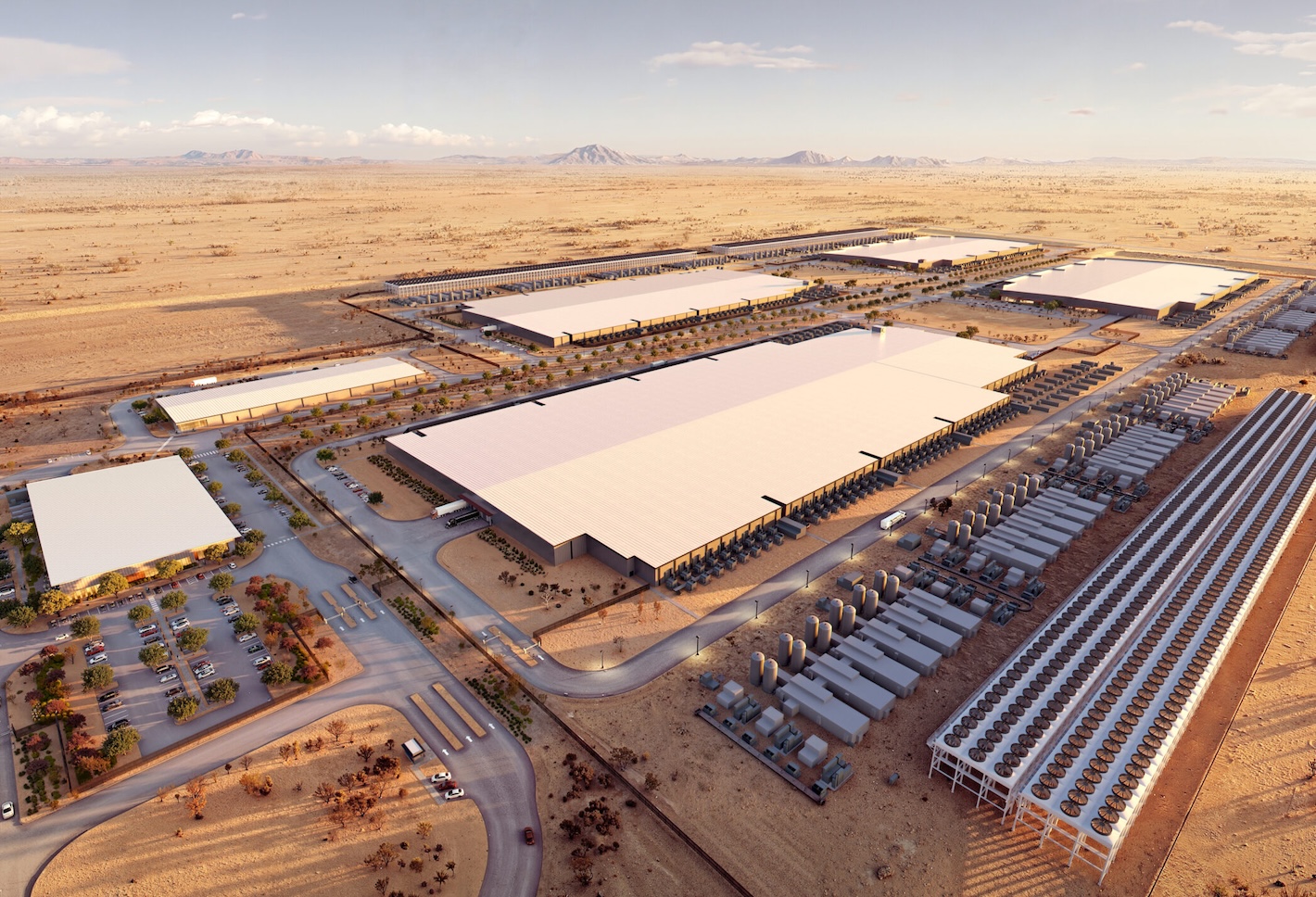 A rendering of the Project Jupiter data center campus in New Mexico