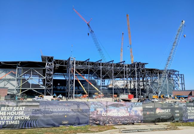 Construction of the Sunset Amphitheater at the corner of U.S. Highway 75 and State Highway 121 in McKinney