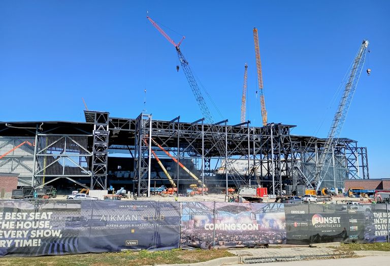 Construction of the Sunset Amphitheater at the corner of U.S. Highway 75 and State Highway 121 in McKinney.
