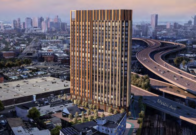 A rendering of Fulcrum Global Investor's One Mystic Ave. in Charlestown.