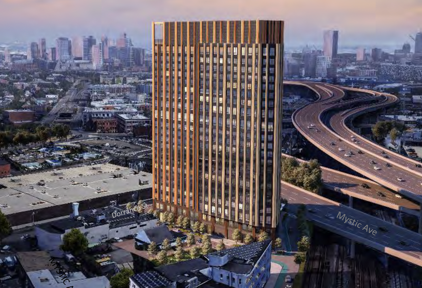 A rendering of Fulcrum Global Investor's One Mystic Ave. in Charlestown.