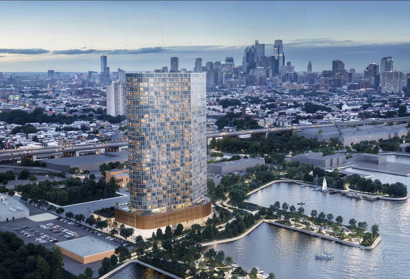 A rendering of the 36-story Wharton Piers mixed-use project.