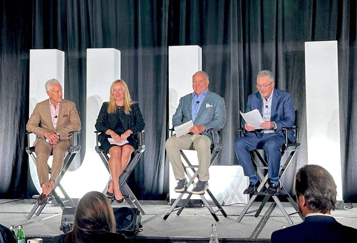 Advenir’s Stephen Vecchitto, Marsh’s Pam Poland, The Altman Cos.’ Tim Peterson and Marsh’s Kevin Rogan discussed navigating South Florida’s insurance market at the Urban Land Institute’s Miami Summit on Sept. 20, 2023.