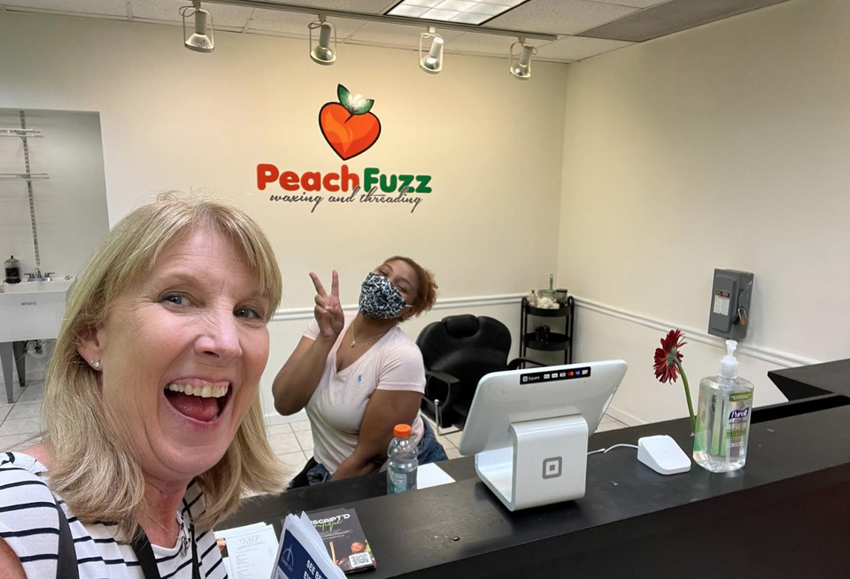 Beth Azor with tenant Peach Fuzz Wax Bar. Azor Advisory Services, a Weston-based commercial real estate firm that owns, manages, leases and develops retail properties in South Florida.