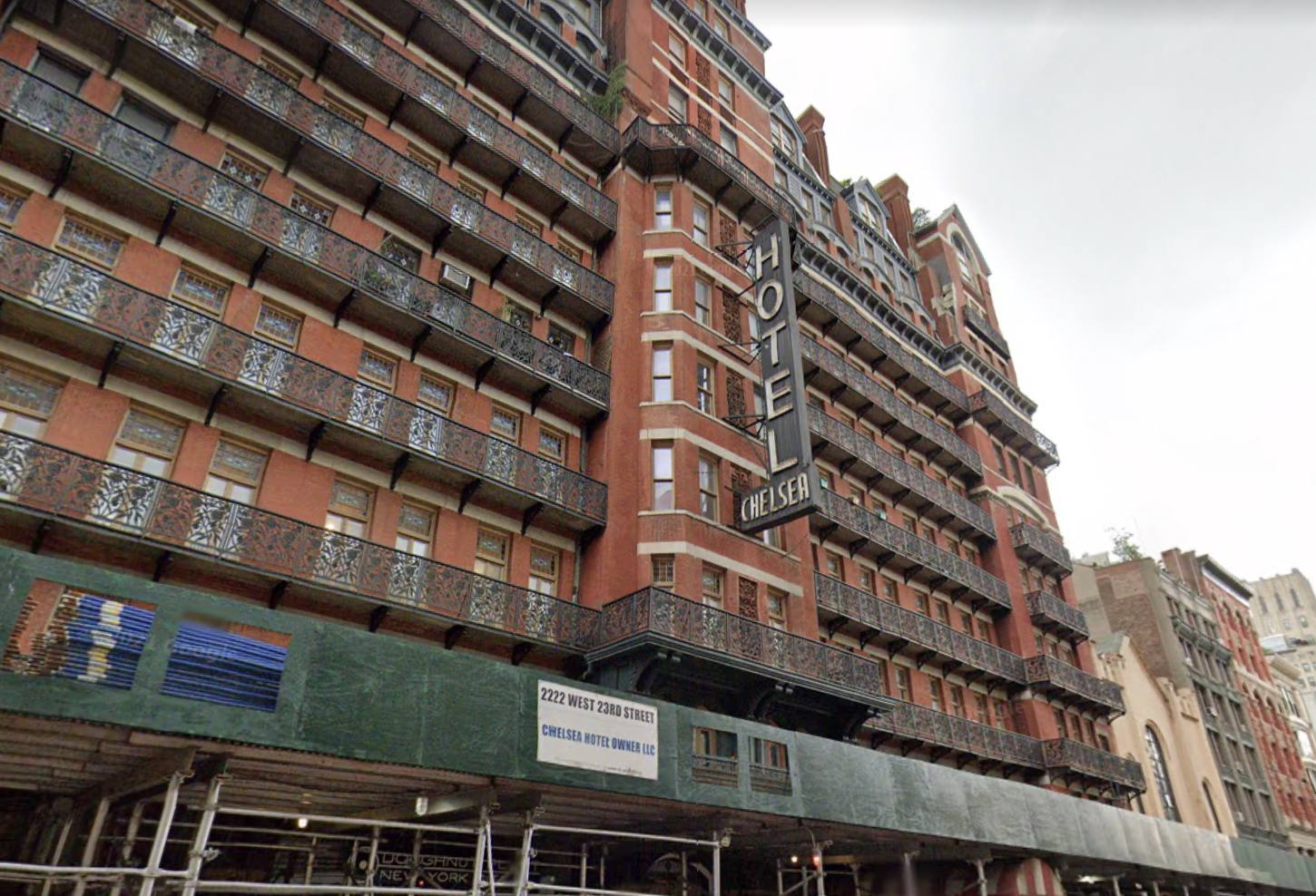 Construction was paused at the Hotel Chelsea after the city began investigating whether developers had lined up all the necessary permits.