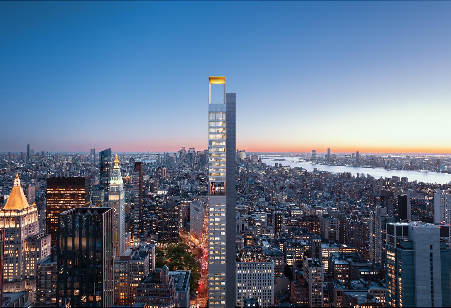A rendering of the super-skinny condo tower 262 Fifth Ave. planned by Five Points Development.
