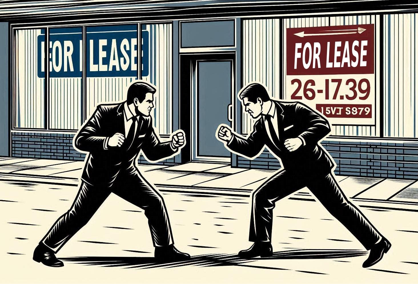 Men Fighting Out Front of A Store