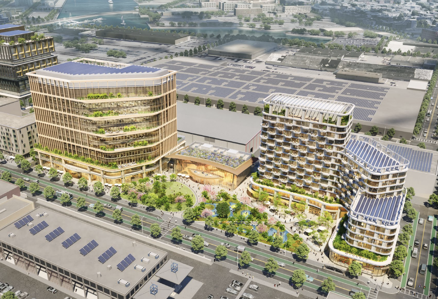 A rendering of Boston Global Investors' bid for the Massachusetts Convention Center Authority's D and E Street parcel redevelopment proposal request.