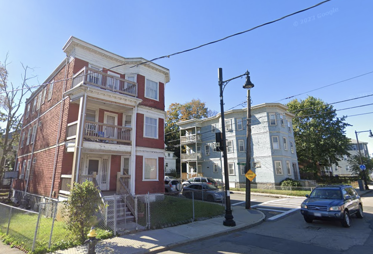Three-family properties on River Street in Hyde Park. 