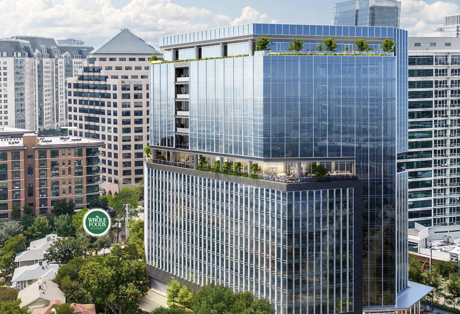 Rendering of the 2626 McKinney office tower. 