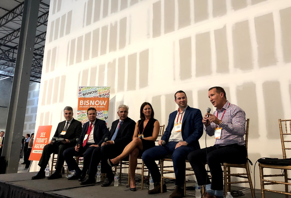 Panelists at Bisnow's industrial real estate event in Miami included Weiss Serota Helfman Cole's Joe Hernandez, Mitchell Property Realty CEO Ed Mitchell, Easton Group's Ed Easton, Duke Realty's Stephanie Rodriguez, CBRE's Larry Genet and Butters' Malcolm Butters.